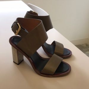 Céline «Bam Bam» Sandals With Metallic Block Heel